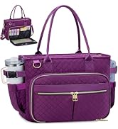 FIORETTO Teacher Tote Bag for Women with Laptop Compartment, Large Cup Holder, Zip Closure, Ideal...