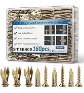 smseace 160Pcs Self Drilling Drywall Anchors with Screws,80Pcs 0.47X1.18inch Heavy Duty Grip Anch...