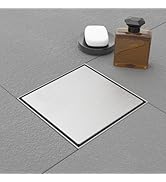 EBYTE 6 Inch Brushed Nickel Square Shower Drain, SUS 304 Stainless Steel Shower Floor Drain, Brus...