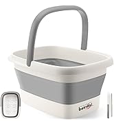 Collapsible Foot Bath Basin for Soaking Feet,Foot Soak Tub,Plastic Foot Bucket with Handles and M...