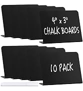 10 Pack Mini Chalkboard Signs, ALOTCHE Tabletop Chalkboard Labels L-Shaped Rustic Buffet Table Si...