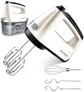 SHARDOR Hand Mixer Electric, 6 Speed & Turbo Mixer Electric Handheld, Snap-On Storage Case,5 Stai...