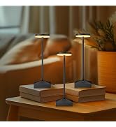 FUNTAPHANTA 3 Pack 7.67in Black Small Cordless Table Lamps Rechargeable, Battery Operated Mini La...