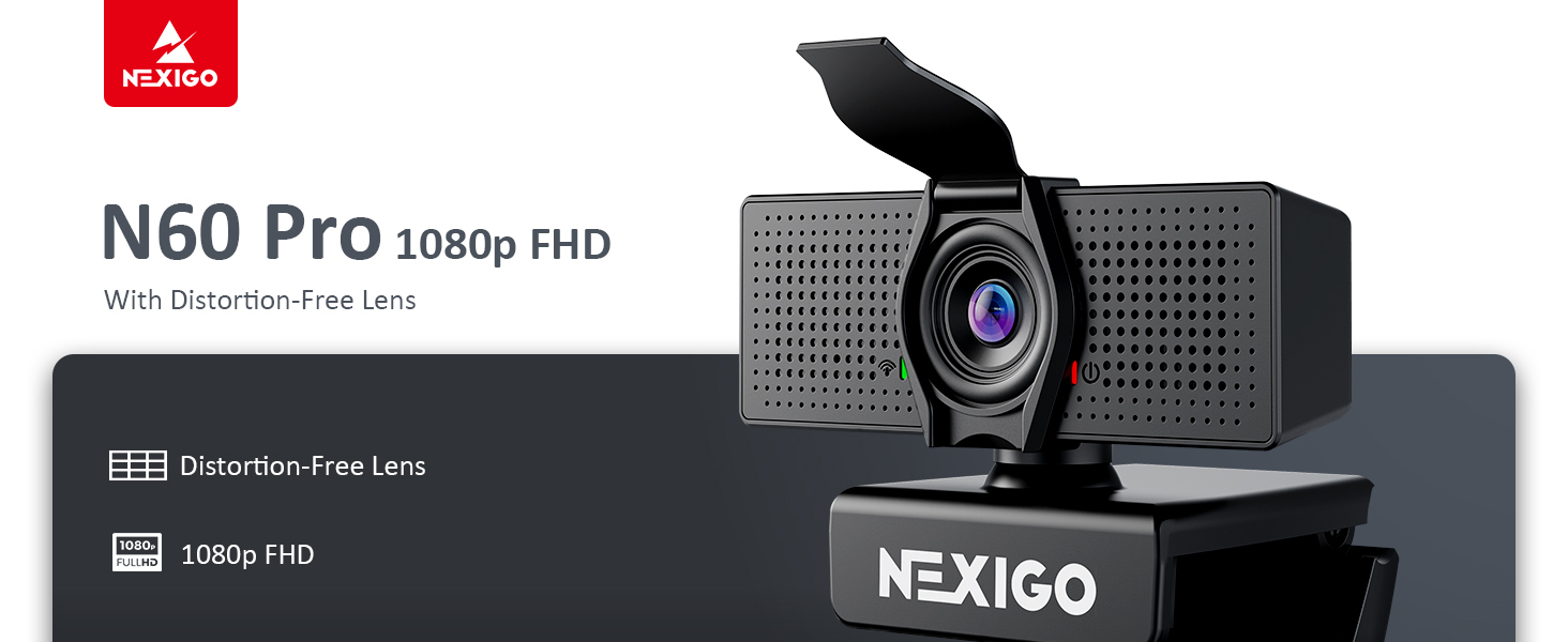 nexigo n60 pro 1080p fhd webcam with distortion-free lens