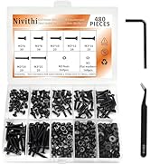 Nivithi 480Pcs M3 Countersunk Hex Socket Screws Kit-Grade 10.9 Carbon Steel Metric Black Screws &...