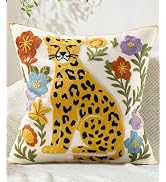 Kokaaee Embroidered Throw Pillow Cover 18x18 Inch - Summer Boho Decorative Animal Pillow Covers w...