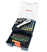 Inwell 58pc ¼” Mini Ratchet Wrench Set with Color Coded Bits, Sockets, and Compact Storage Case