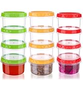Kitchen GIMS 8 oz Plastic Containers with Lids Leak Proof Freezer Containers 12 Pack Meal Prep Ja...