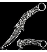 Vividstill Pocket Knife for Men, Cool Folding Knife With 3D Dragon Relief, Great Gift Edc Knife F...