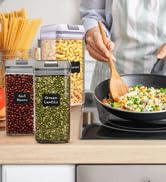 Shazo Airtight Food Storage Container (Set of 6) - Measuring Cup - Durable