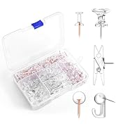 GOOLADA 240Pcs Clear Thumb Tacks,5 Style Thumbtacks, Clear Plastic Push Pins for Cork Board, Bull...
