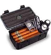 Mantello Cigars Case - For 10 Cigars- Includes 2 Ring Cigar Cutters, 1 V-Cut Cutter and 1 Cigar P...