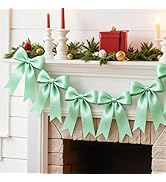 1 Strings Sage Green Bow Garland Banner Decorations, Pre-Strung Satin Ribbon Bows for Birthday, B...