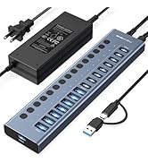 Powered USB 3.2 Hub, ACASIS 16 Ports USB 3.2 Hub(8 USB-A 3.2 Ports+8 USB-C 3.2 Ports), Aluminum U...