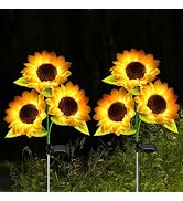YShengMian Solar Lights Outdoor for Garden Decor - Upgraded 2 Pack with 6 Sunflower Lights, Water...
