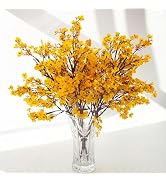 Hananona 10 Pcs Artificial Babys Breath Flowers Orange Fake Silk Gypsophila Flowers for Fall Flor...