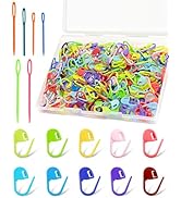 300pcs FIVEIZERO Stitch Markers with 6 pieces of large blunt sewing needles,colorful knitting mar...