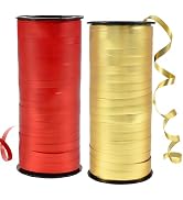 BEISHIDA Red and Gold Curling Ribbons Balloon String Ribbons - 2 Pack 100 Yards for Gift Warpppin...