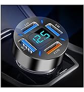 4-in-1 Car Charger 66W Super Fast Charging with USB 2.4A&QC 3.0(Voltmeter&LED Lights) Universal Q...