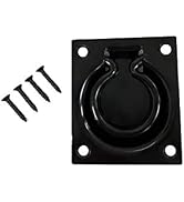 QCAA Heavy Duty Steel Flush Ring Pull, 3" x 3-1/2", Matte Black, 1 Pack, Made in Taiwan