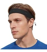 Sukeen 1" Sweat Bands Headbands for Men, Moisture Wicking Sports Mens Headband, Adjustable Non-Sl...