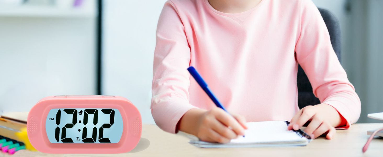 pink alarm clock