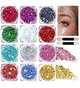 Teenitor Body Glitter Face Glitter Makeup Festival Glitter, 12 Colors Face and Body Glitter Gel, ...
