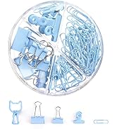 Creechwa Blue Binder Clips and Paper Clips Sets, Total 84 PCS Assorted Sizes Office Supplies Set ...