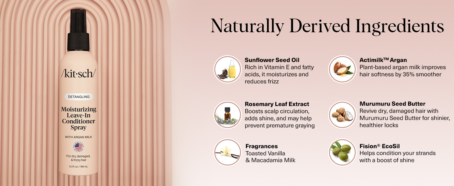 Detangler Spray for Wavy, Fine, Dry & Damaged Hair, Sulfate-Free Frizz Control for Women