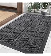 Smiry Front Door Mat Indoor Outdoor Entrance, Heavy Duty Natural Rubber Mat, Water Absorbent and ...
