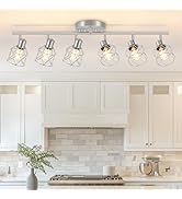 Baocuz 6-Light Brushed Nickel Multi-Directional Semi Flush Mount Ceiling Light, Kitchen Light Fix...