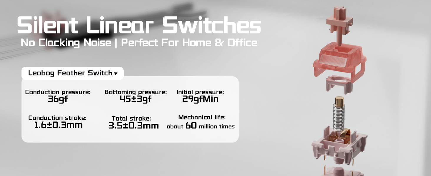 wireless mechanical keyboard silent linear switches keyboard for smooth typing for work
