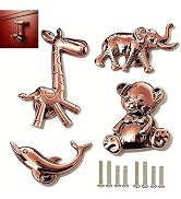 Sutfmwe 4-Pack Animal Cabinet Pulls Handles, Kids Furniture Drawer Knobs, 3D Giraffe Elephant Dol...