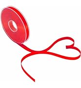 PMLAND Solid Red Fabric Satin Ribbon 3/8'' Inch x 27 Yards Double Faced Use for Crafts Gift Wrapp...