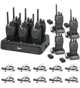 TIDRADIO TD-V2 Walkie Talkie Long Range with 6-Way Multi Unit Charger-10PCS | 5.5-Miles, Acoustic...