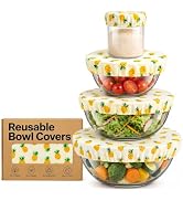 Bowl Covers 4 Pcs, Reusable Cotton Bowl Covers, Fits 3.5"–12", Nature Made | Bowl Covers for Brea...
