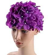 POPETPOP Flower Swim Cap - Floral Retro Swim Cap for Women, Funny for Long, Short Hair, Sport for...