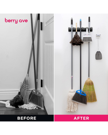 berry ave storage and organization broom holder grippers mop hanger drawer dividers separators