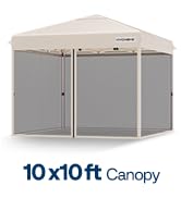 VIVOHOME 10x10ft Easy Pop-Up Canopy, Outdoor Screen Tent with Mosquito Netting, 2 Zipper Doors, a...