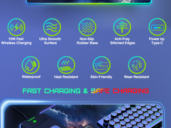 rgb desk mat pad mouse