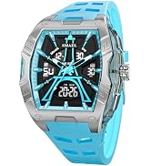 Gosasa Men’s Fashion Sports Watch Tonneau Analog Digital Watch for Men 50M Water Resistant Oversi...