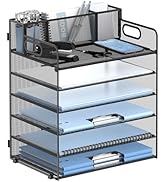 JMHUD 6-Tier Paper Letter Tray Organizer with Pen Holder, Mesh Desk Accessories & Workspace Organ...