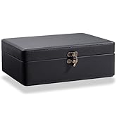 LAMOTI 2-Layer Jewelry Box for Women, Floating Effect Leather Jewelry Organizer with Detatchable ...