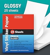 JOYEZA Premium Printable Vinyl Sticker Paper for Inkjet Printer - 25 Sheets Glossy White Waterpro...