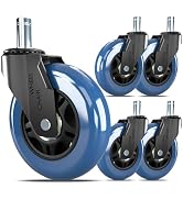QXYJLCN Office Chair Casters (5-Pack) - Noise Reducing Non-Marking Hardwood Floor Wheels, Fits St...