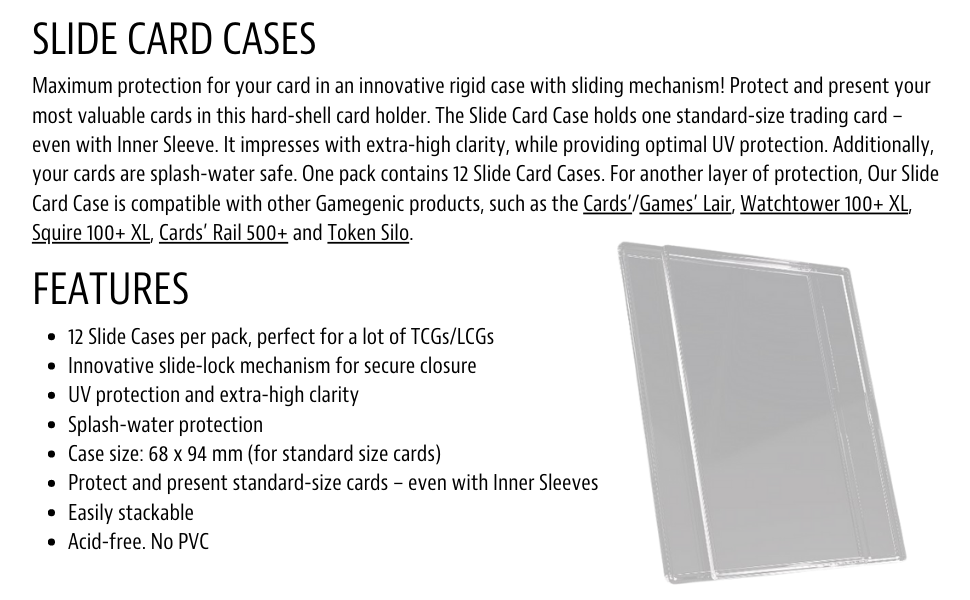 gamegenic slide card cases card storage deck box for card games and board games accessories