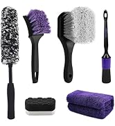 YeewayVeh 6Pcs Car Wheel & Tire Brush Kit, Professional Car Detailing Kit with Scratch-Free Rim B...