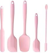 DUFEIMOY 5 Piece Pink Silicone Spatula Set, Heat Resistant Rubber Spatulas Set, Silicone Kitchen ...