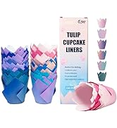 qiqee Tulip Cupcake Liners 180 Pcs Muffins Parchment Paper Tulip Muffin Liners for baking 6 Diffe...