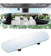 LivTee Car Rear View Mirror, HD Glass Frameless 11.81 Inch Panoramic Convex Interior Clip-on Wide...